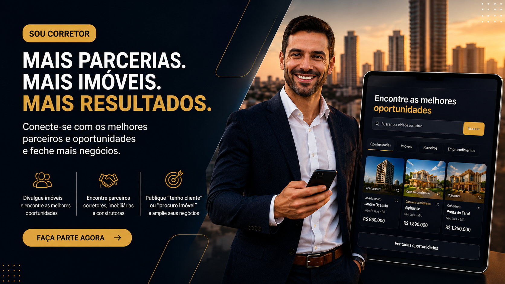 Sou Corretor - Conecte-se. Divulgue. Feche Negócios.